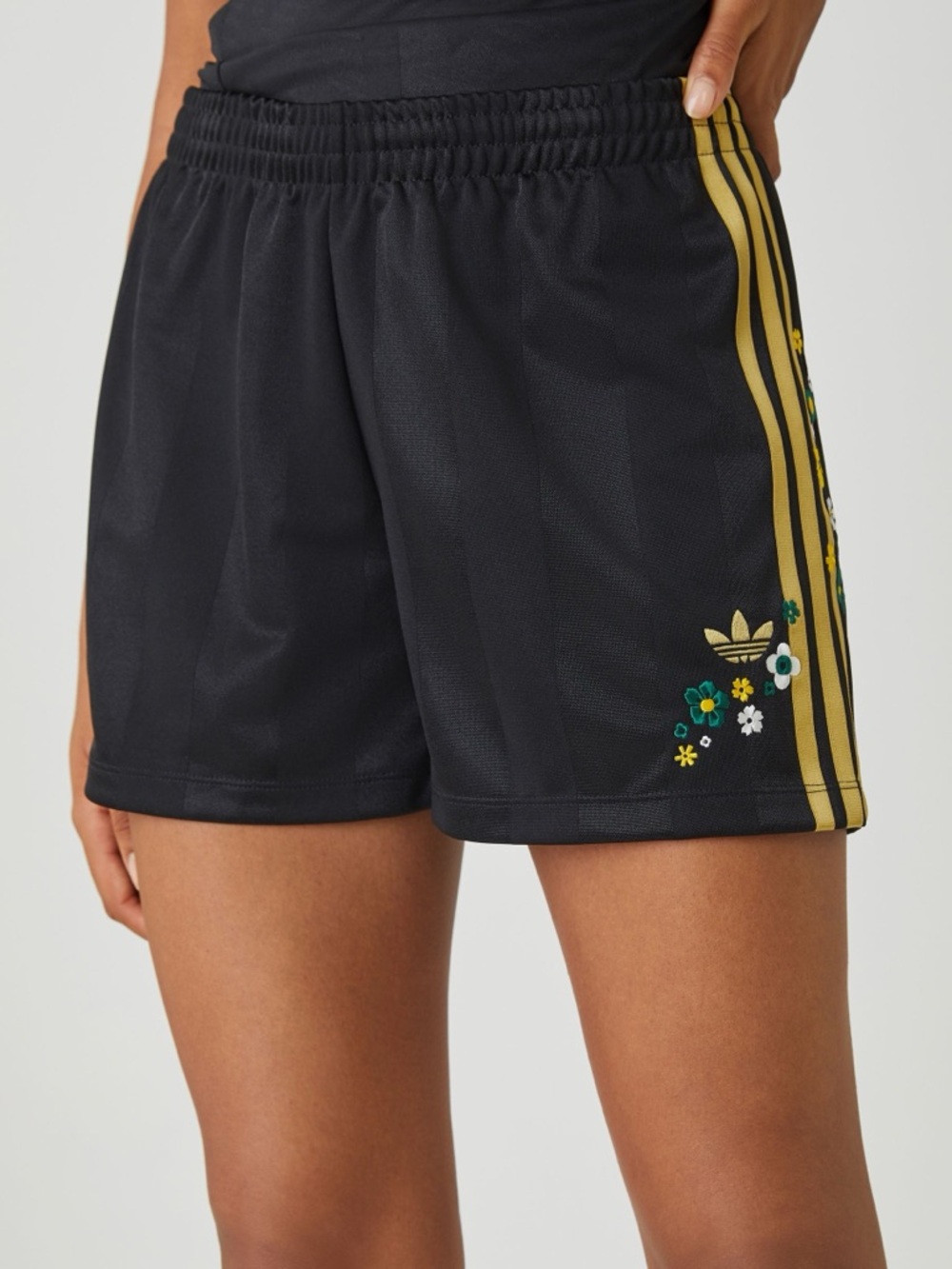 NWT adidas x Liberty London Firebird Shorts with Gold Stripes